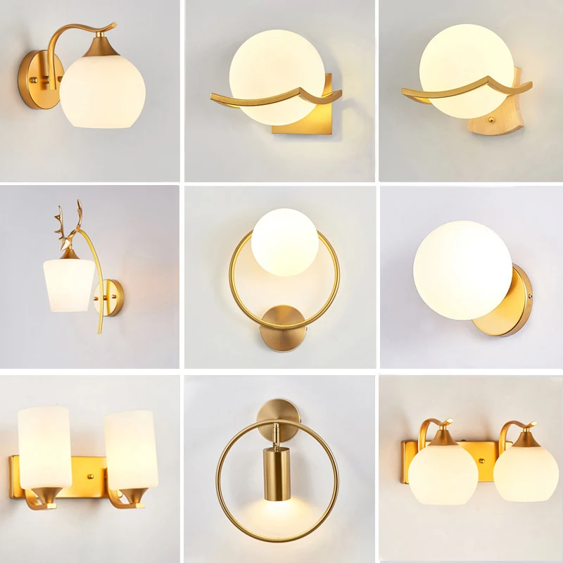 Decorative Modern Wall Lamp Glass Shade Bedside Bedroom Loft Design Up Down Iron Led Wall Lights E27 For Home Mirror