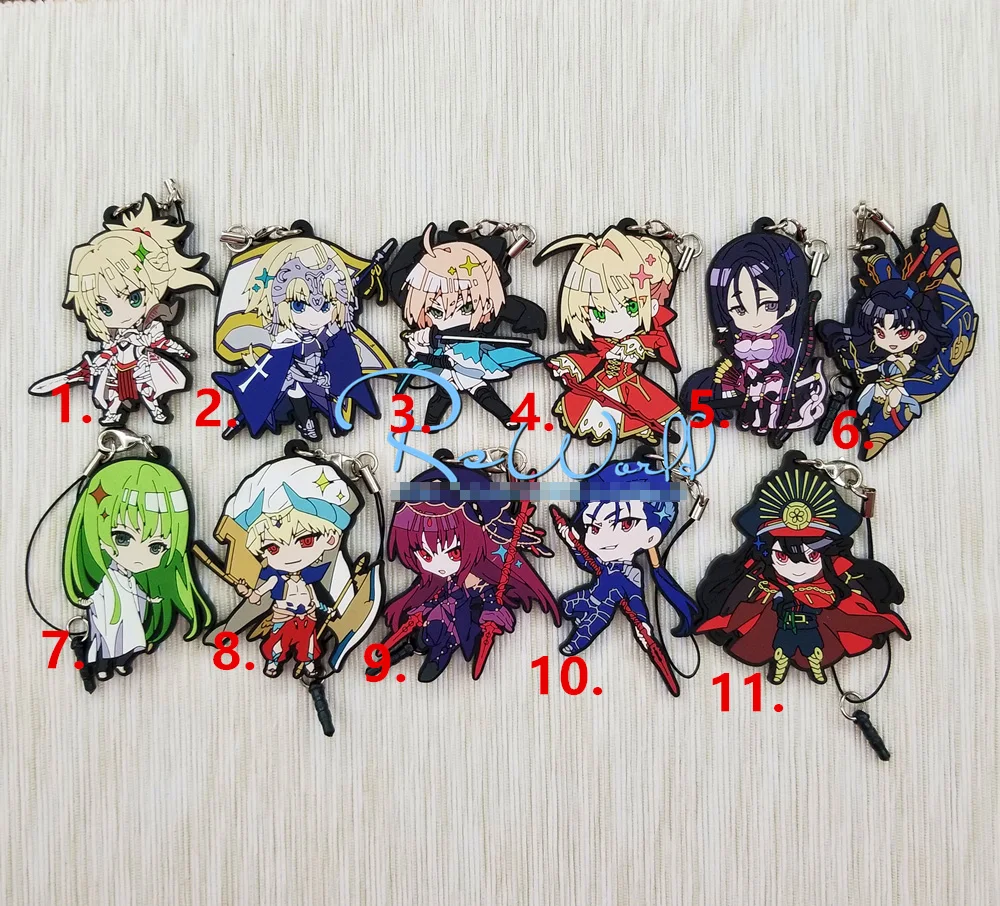 

Fate/Grand Order FGO Anime Enkidu Gilgamesh Mordred Jeanne d'Arc Scathach Okita Souji Nero Ishtar Oda Nobunaga Rubber Keychain