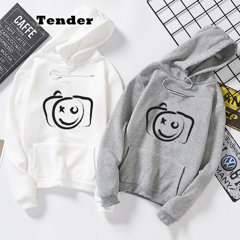 

Smile Face Line Streetwear Sweatshirt Women Casual Pullover Hip Hop Long Sleeve Print Korea style Sport swear Tops Hoodies