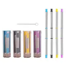 Многоразовые складывающиеся силиконовая трубочка складной питьевой соломы с переносной чехол и Чистящая Щетка для путешествий офисные кофейные напитки