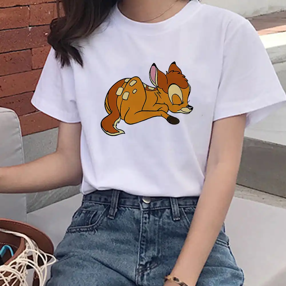 かわいいオジロワシ鹿バンビ蝶ディズニーtシャツ女性のファッション原宿半袖tシャツホワイトtシャツトップス服 Tシャツ Aliexpress