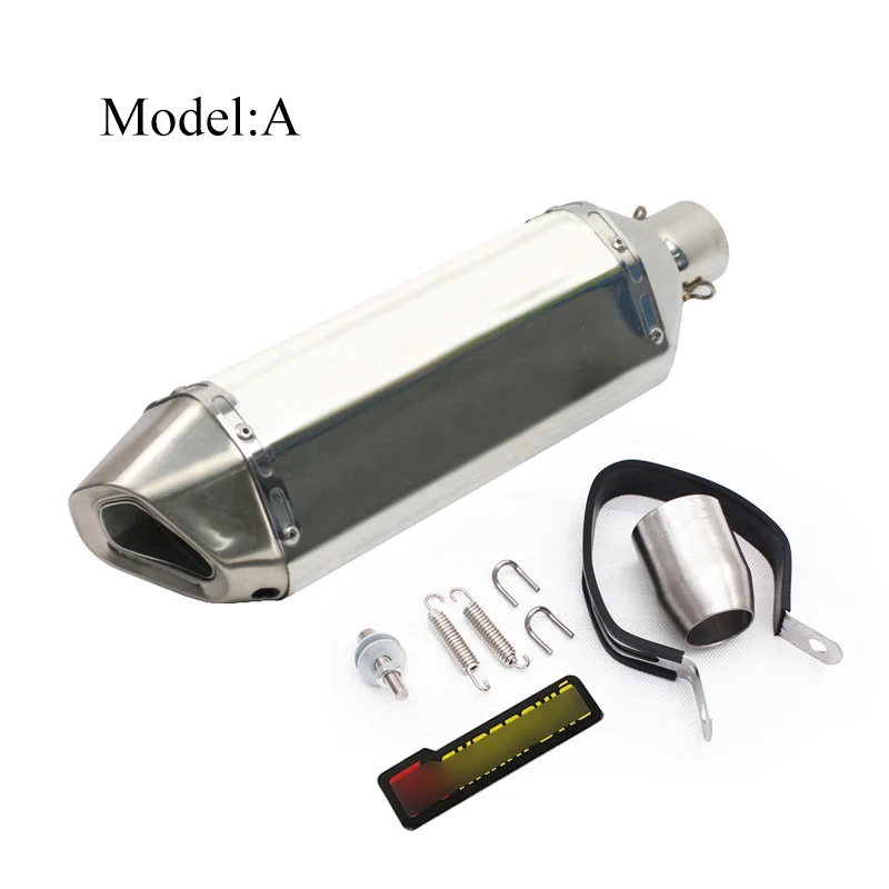 460mm Universal Motorcycle Exhaust Muffler Pipe 51MM Diameter Exhaust Silencer Muffler Tube Pipe With Removable DB Killer Slip - Цвет: A