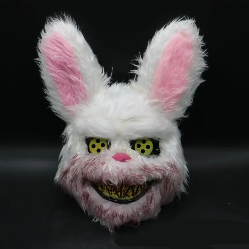 

2019 New Halloween Mask Bloody Killer Rabbit Mask Halloween Plush Cosplay Horror Mask For Kids Adults 7479