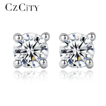 

CZCITY 925 Sterling Silver Zircon Earrings for Women Classic Romance Daily Wear Office Lady Delicate Stud Earring Female Jewelry