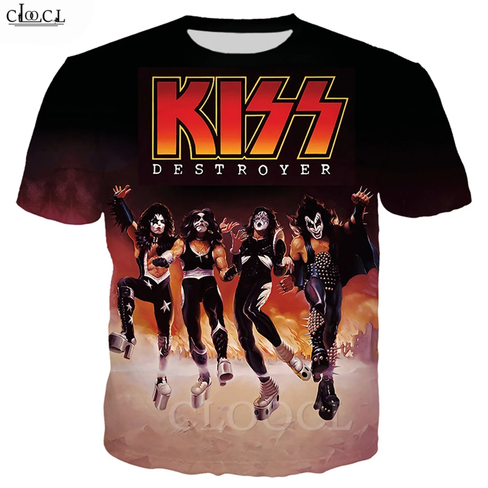 Футболка Rock Kiss с металлическим ремешком для мужчин и женщин классический модный