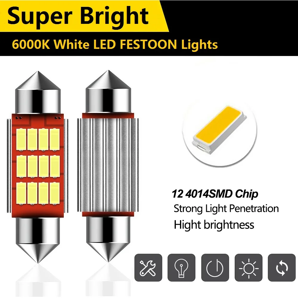 2x C5W светодиодный светильник CANBUS C10W светодиодный фонарь 36 мм 39 мм 41 мм 4014 SMD автомобильный светильник номерного знака для Skoda Octavia Superb