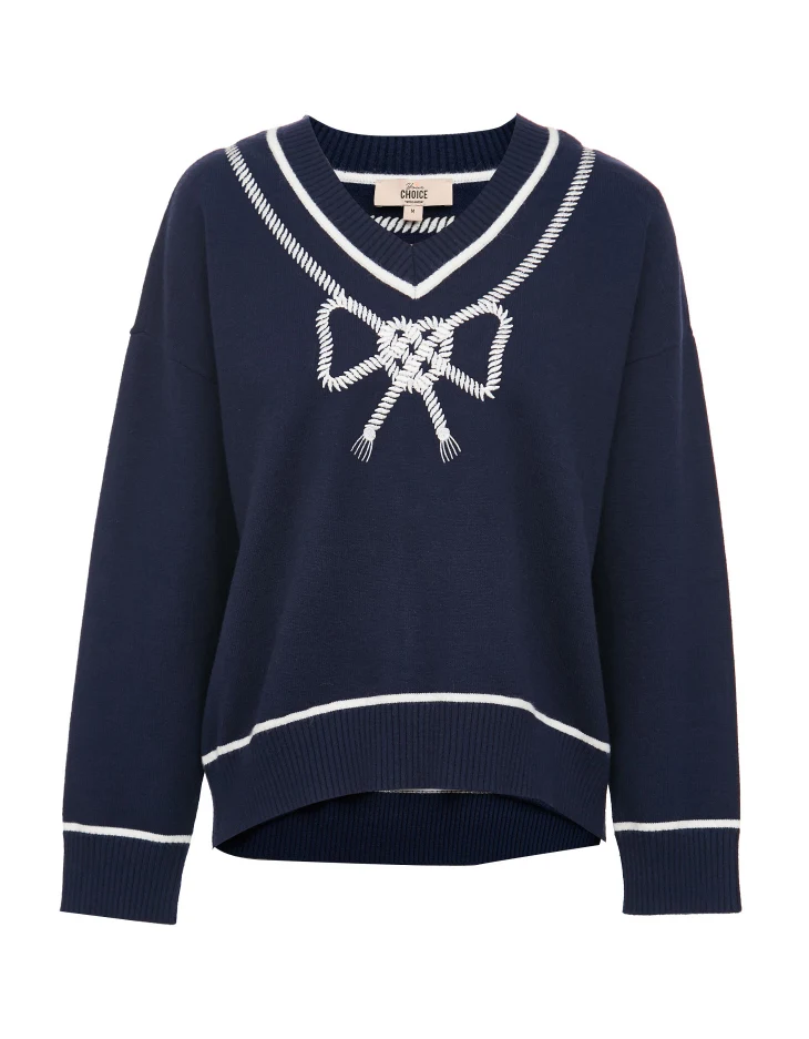 Vero Moda зимний свитер с v-образным вырезом и вышивкой | 319324557