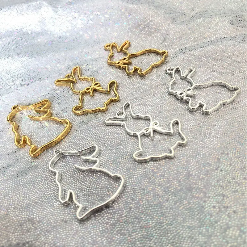 

5pcs DIY Cute Fox Big Goldfish Castle Hollow Metal Frame Jewelry Fillings Pendant Accessory Charms Handmade Open Bezels Stuff