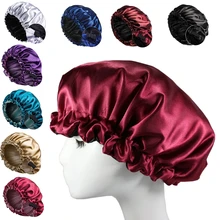 Satin Bonnet Sleep Cap Extra Large Double Layer Reversible Adjustable Night Sleeping Turban Hat Hair Wrap Head Cover