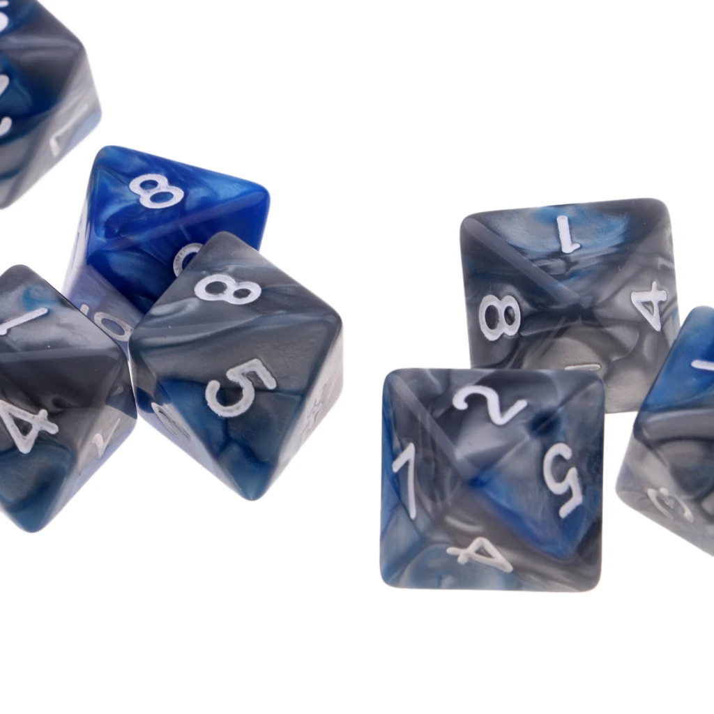 10 Pieces Polyhedral Dice Set Multi-sided Dice D8 for TRPG D& Dragons Game 8-sided Dice Set 
