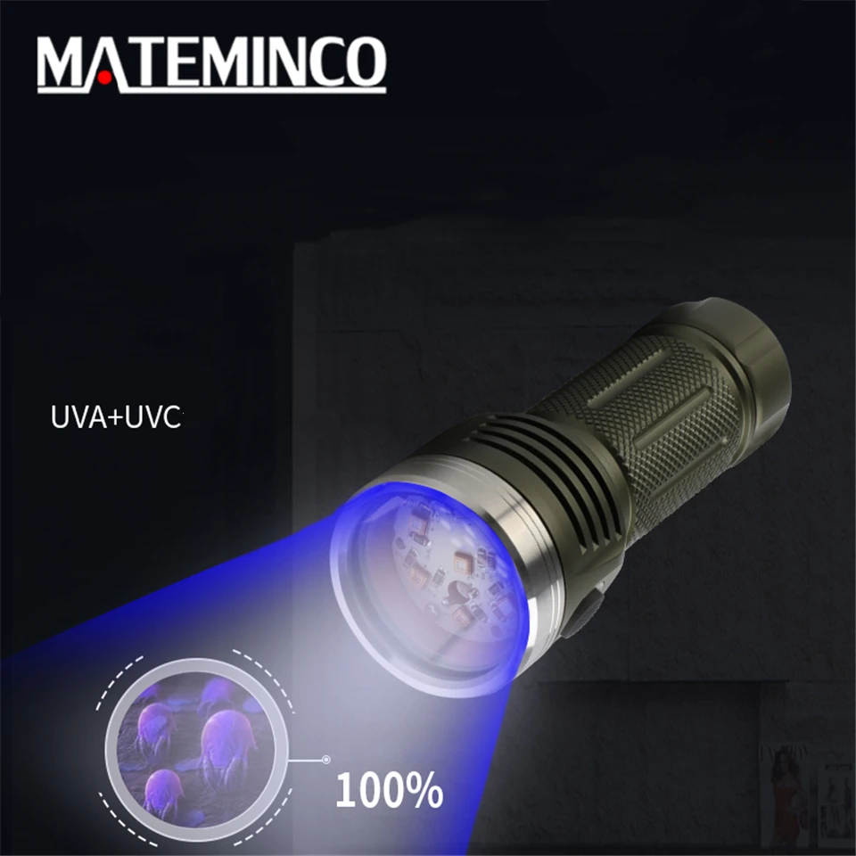Mateminco MT07 UVC 275nm LED UV Light Sterilizer Flashlight 26650 18650 Battery Ultraviolet Disinfect Torch with USB C Charging