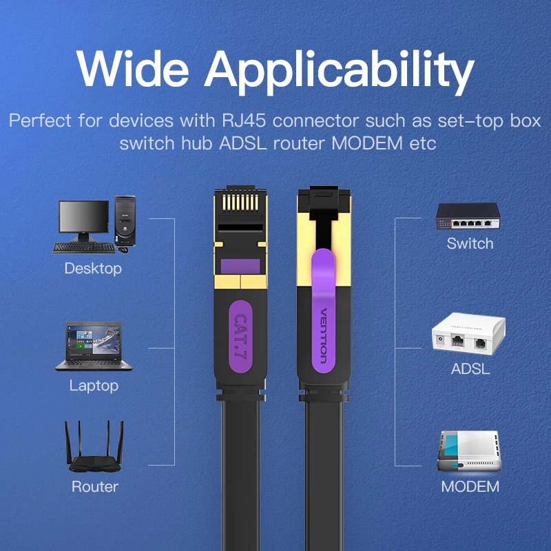 Vention-cabo rj 45 compatível com cat7 e cat6