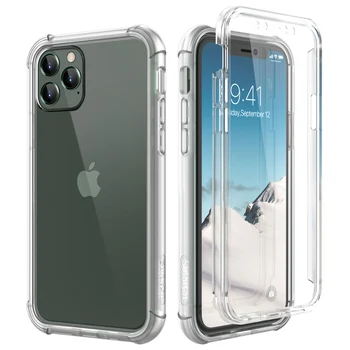

Luxury Clear transparent Case For iphone 11 Pro Max Case Full body Protextion Shockproof Cover with Screen protector Fundas Capa