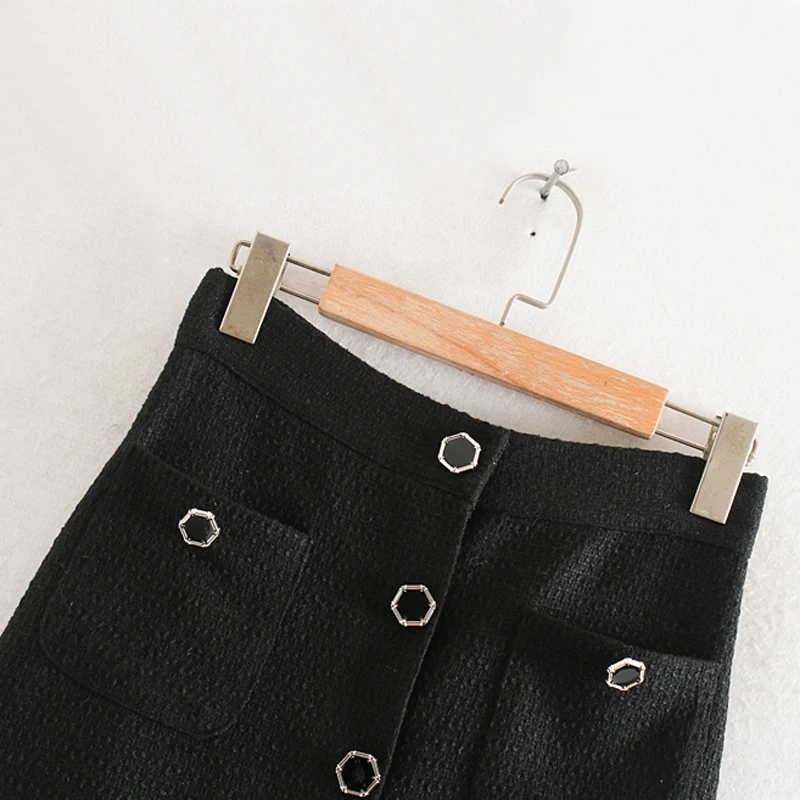 ZOEPO текстурная юбка с карманами, женская модная тонкая однобортная юбка, женские элегантные прямые юбки до середины икры, женские юбки для девушек JAE