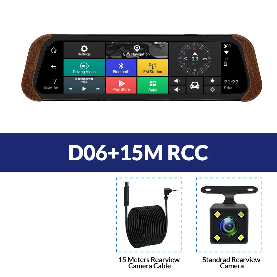 D06-15M RCC E-ACE, Автомобильный видеорегистратор, зеркальная камера заднего вида, 4G, Android FHD, 1080 P, 10 дюймов, двойной объектив, ADAS, видеорегистратор, авто регистратор, видеорегистратор - Название цвета: D06-15M RCC
