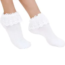 Милые женские винтажные Кружевные Гофрированные короткие носки с рюшами для принцесс