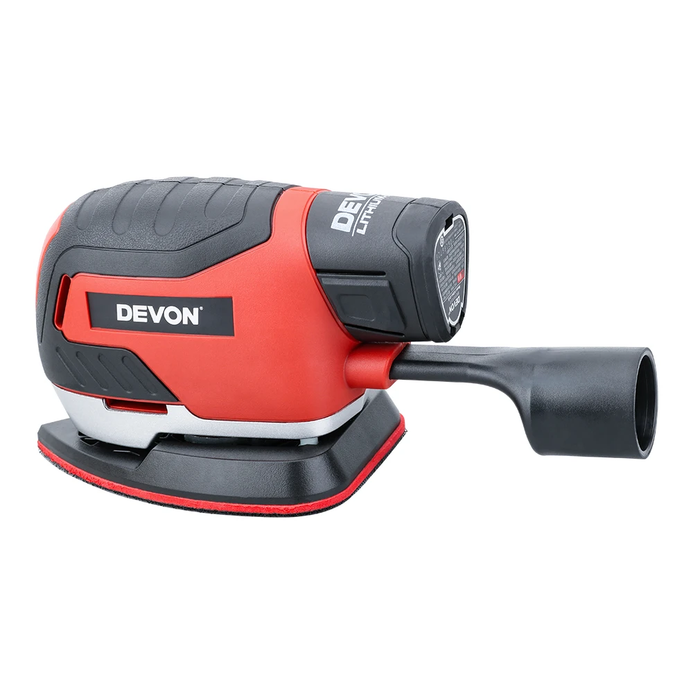 DEVON 12V электрический беспроводной шлифовальный станок для ладони плоский шлифовальный станок для мебели шлифовальный станок Полировальный Инструмент для дерева литий-ионный аккумулятор с вакуумным адаптером