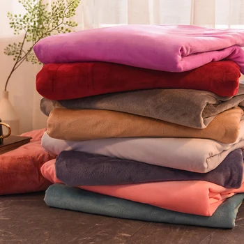 

Solid Color Flat Sheet Winter Flannel Blanket Polyester Bed Linen and Pillowcase Bedding Set Home Throw for Sofa Office Car New