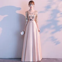 JIN IS пряжа линии блесток золотистое вечернее платье Длинные Вечерние вечернее платье выпускного вечера формальное платье женское элегантное женское платье De Soiree