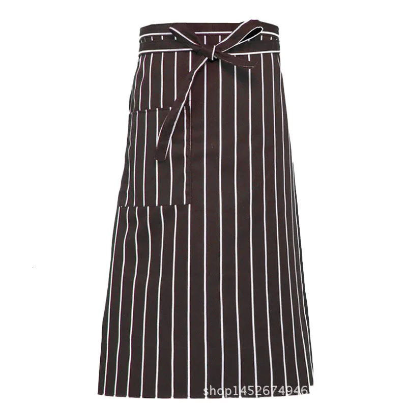 Waiter Kitchen Wear Men Chef Uniform Polyester Striped Women Waitress Restaurant Cook Costumes Cafe Pocket Chef Aprons - Цвет: Half11