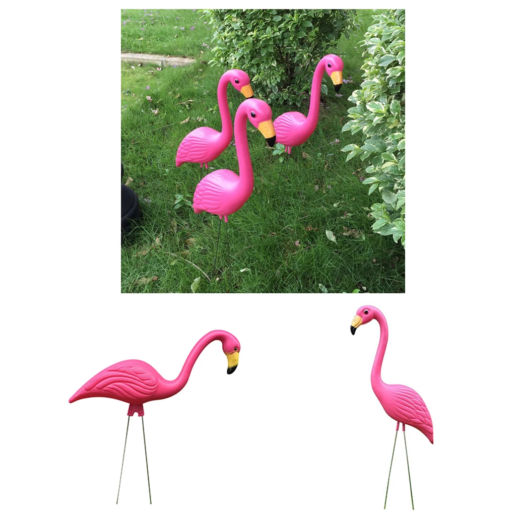 2x Plastic Pink Flamingo Lawn Figurine Garden Party Ornament Decor DIY Craft
