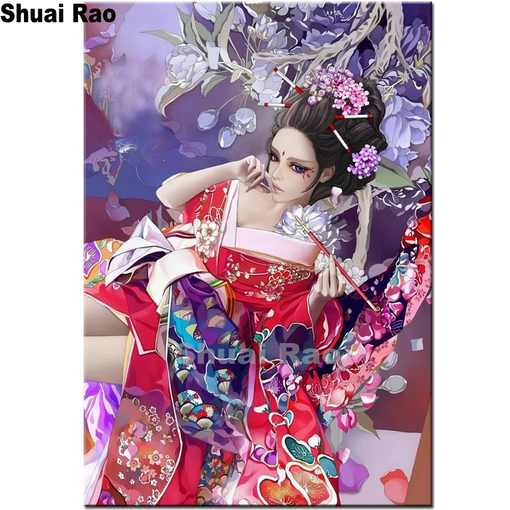 

cartoon Anime Full Drill Square Round 5D DIY Diamond Painting Cheerful beauty Diamond Embroidery japan portrait diamond mosaic