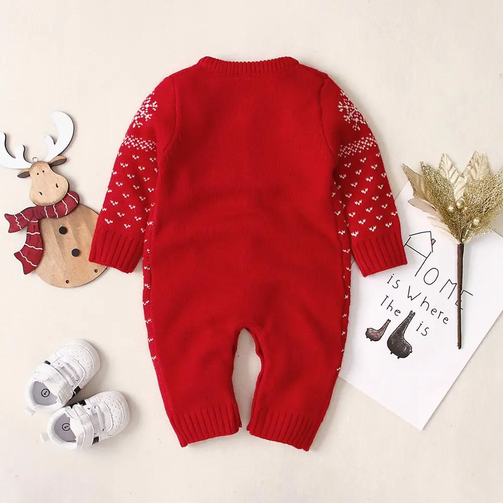 Baby Rompers Christmas Pajamas Winter Knitted Newborn Boys Girls Jumpsuits Long Sleeve Infant Kids Overall 0-2Y Children Clothes