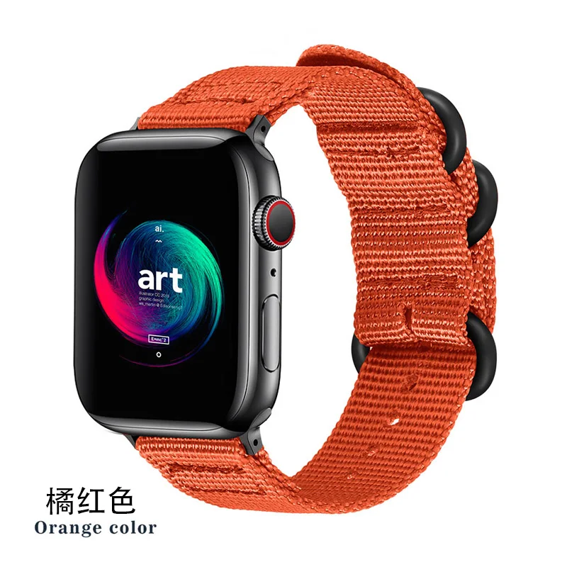 orange-red Нейлоновые ремни для Apple Watch 4 44 мм 42 мм ремешок 38 мм ремешки для Apple Watch Band 40 мм браслет для iWatch Series 5 4 3 2 1 - Цвет ремешка: orange-red