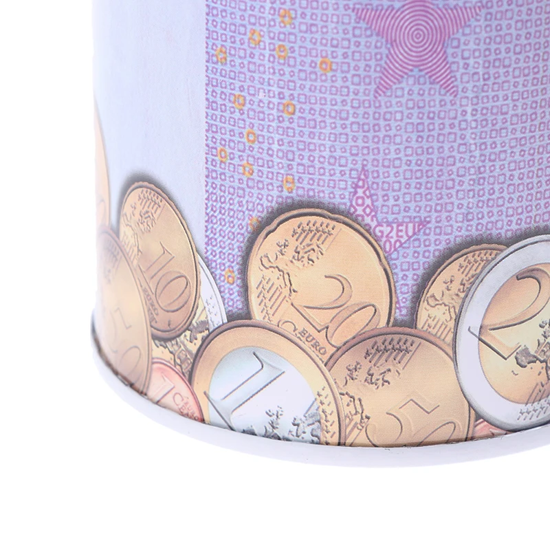 Description Picture 6 of itemTinplate Cylinder Piggy Bank Euro Dollar Picture Box Household Saving Money Box Home Decoration Money Boxes