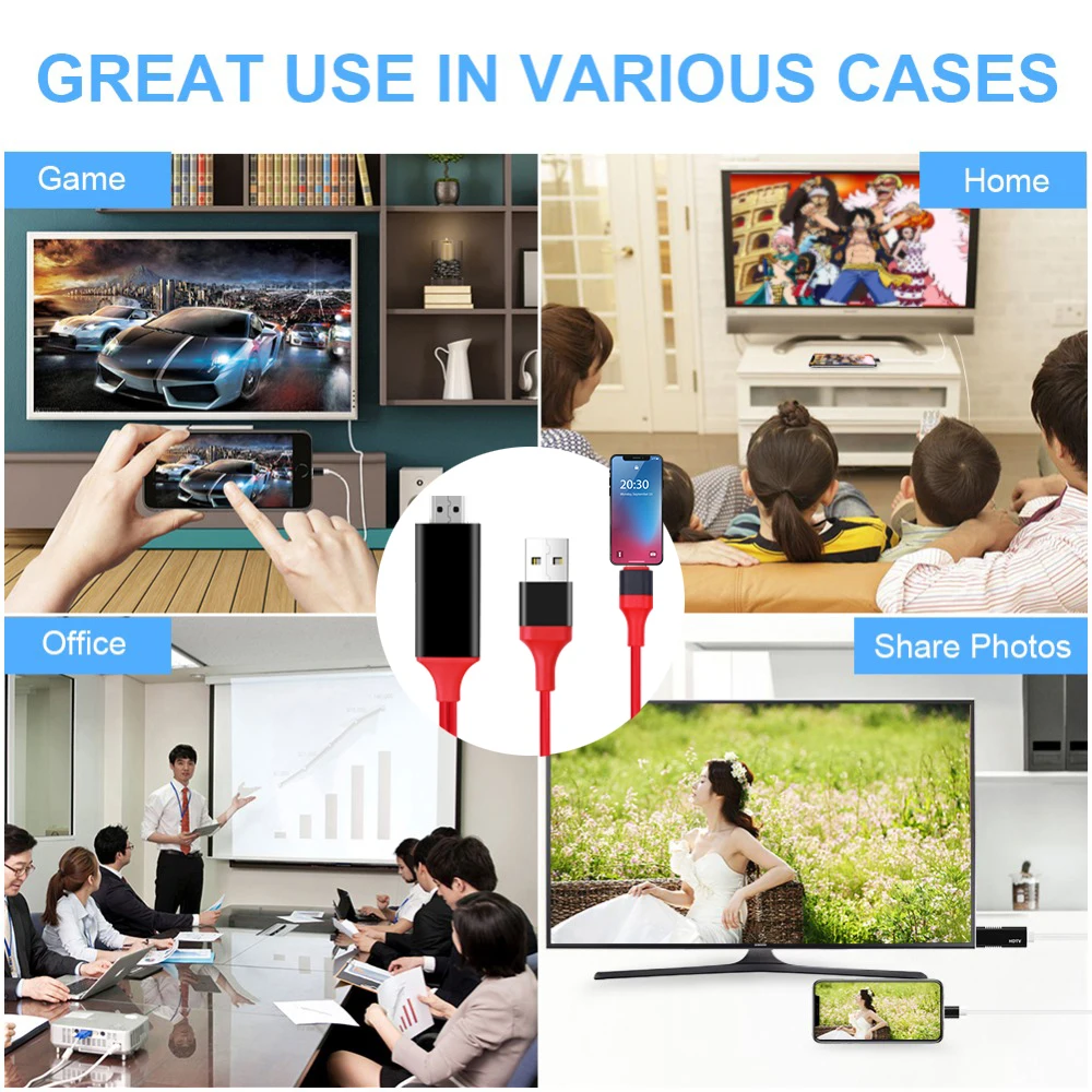 Suitable for apple to HDMI HD cable, suitable for iPhone to HDMI mobile TV  same screen