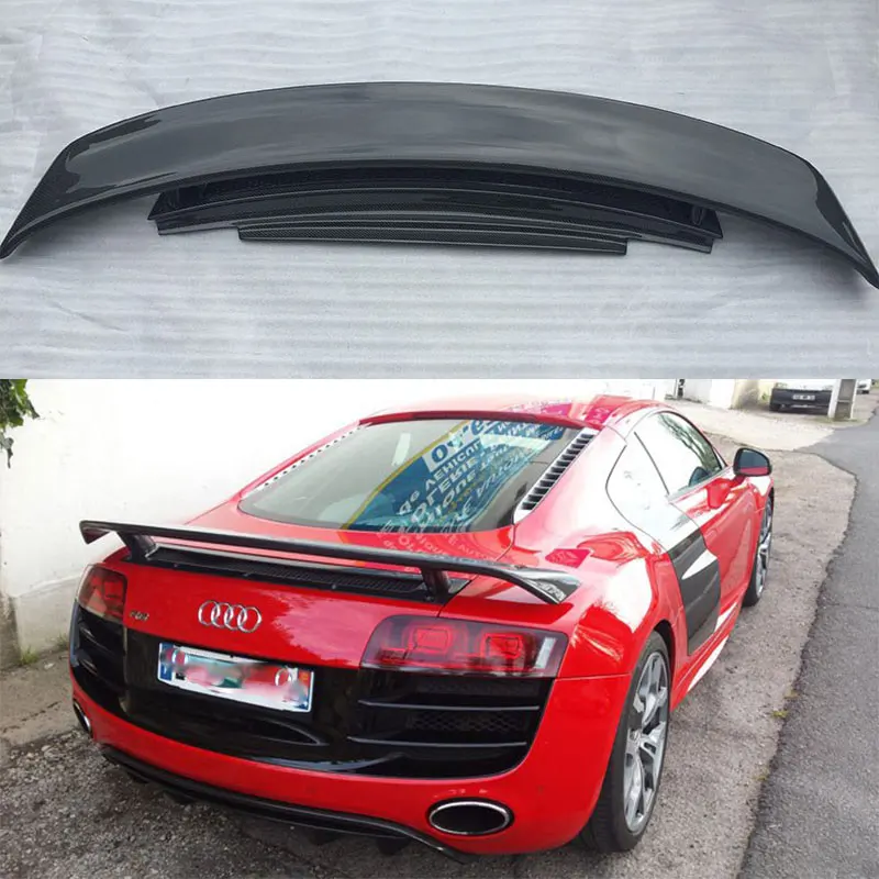 Автомобильный Стайлинг R8 задний спойлер из углеродного волокна для багажника Audi