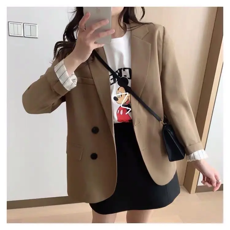 Blazers Womens Autumn Fashion Basic Outwear Notched Single Breasted Solid Casual Daily New Korean Style Female Office Lady Tops green pant suit