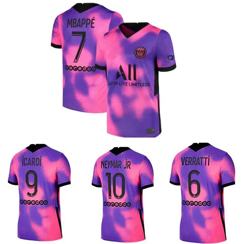 Camiseta de fútbol para adultos, MBAPPE, VERRATTI, MARQUINHOS, KIMPEMBE, 4. ª, CAVANI, DI MARIA, KEAN, 4. °, para niños, 2020, 2021