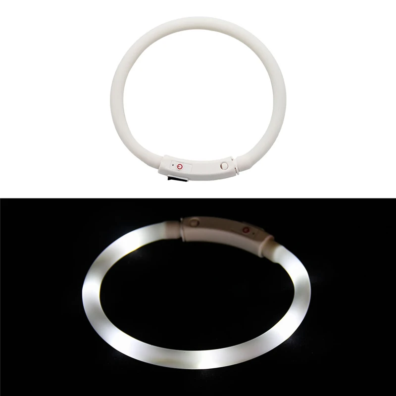 Old Style White B Usb зарядка Регулируемый ошейник для собак светодиодный перезаряжаемый ночной мигающий светящийся ошейник для собак пластиковый однотонный ошейник для собак - Цвет: Old Style White B