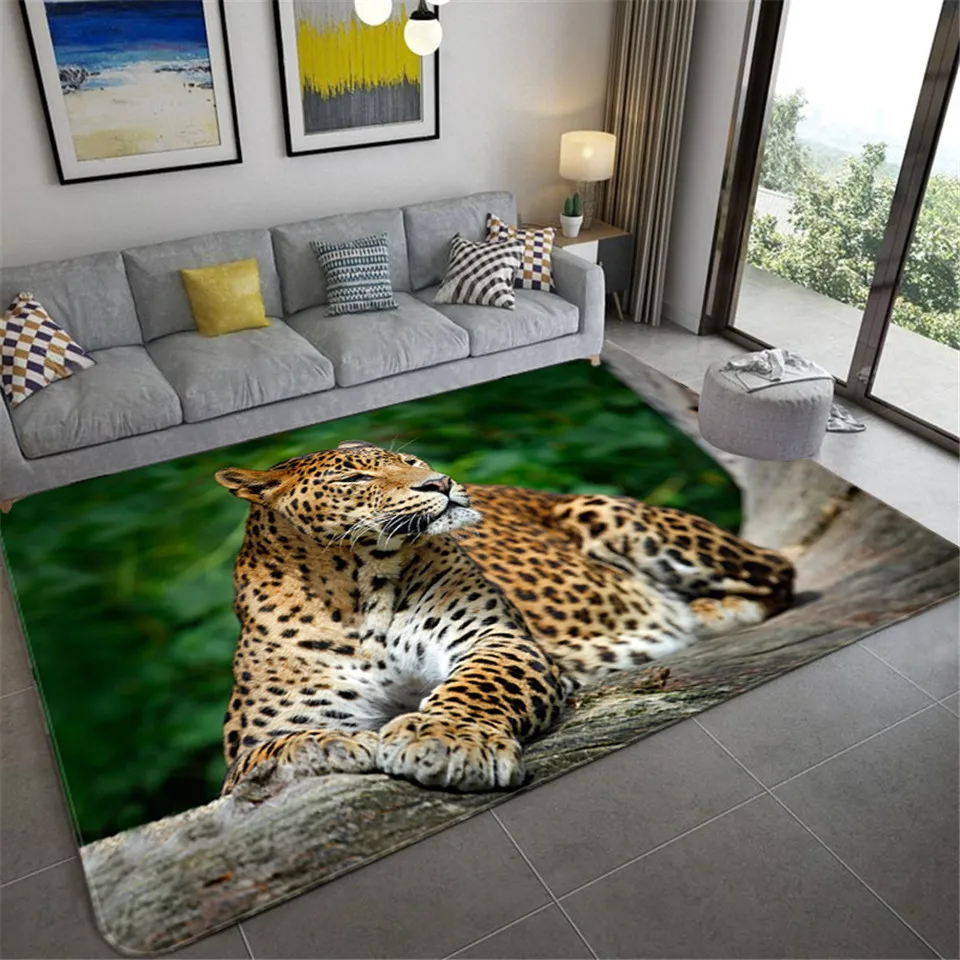 Nova moda leopardo impressão tapete no chão 3d animal impressão tapete