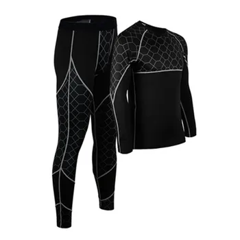 

2020 Sport Suit Men Long Sleeve Running Sets Quick Dry Gym Yoga Compression Suit Rashgard Fitness Thermo MMA Legging Sportswear