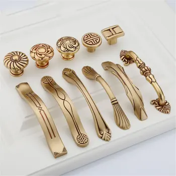 Classical Copper Door Handles Wardrobe Drawer Pull Kitchen Cabinet Handles for Furniture Handles Hardware Accessories