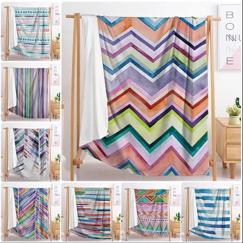 

3D export beautiful printing watercolor stripe sofa blanket cover blanket flannelette travel blanket double single bedding