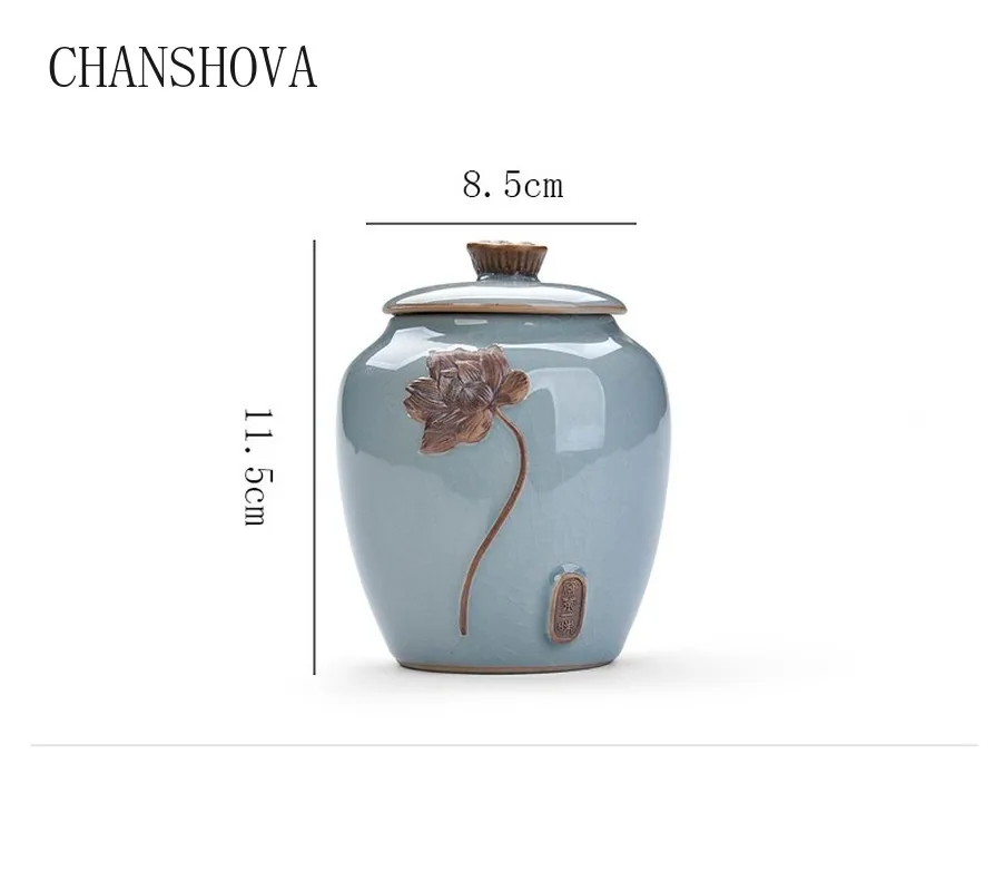 CHANSHOVA ceramic tea jar sealed storage tank teapot tea box Chinese tea set tea container tea storage barrel travel tea set