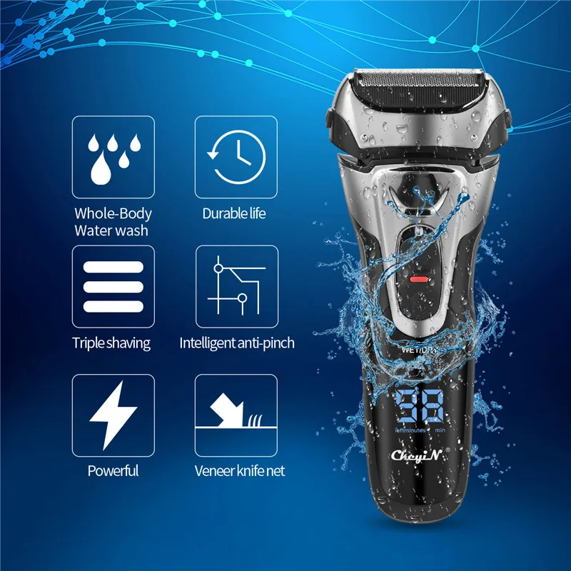 Beard Trimmer Shaving-Razor Electric-Shaver Powerful Washable with Sideburns Led-Display