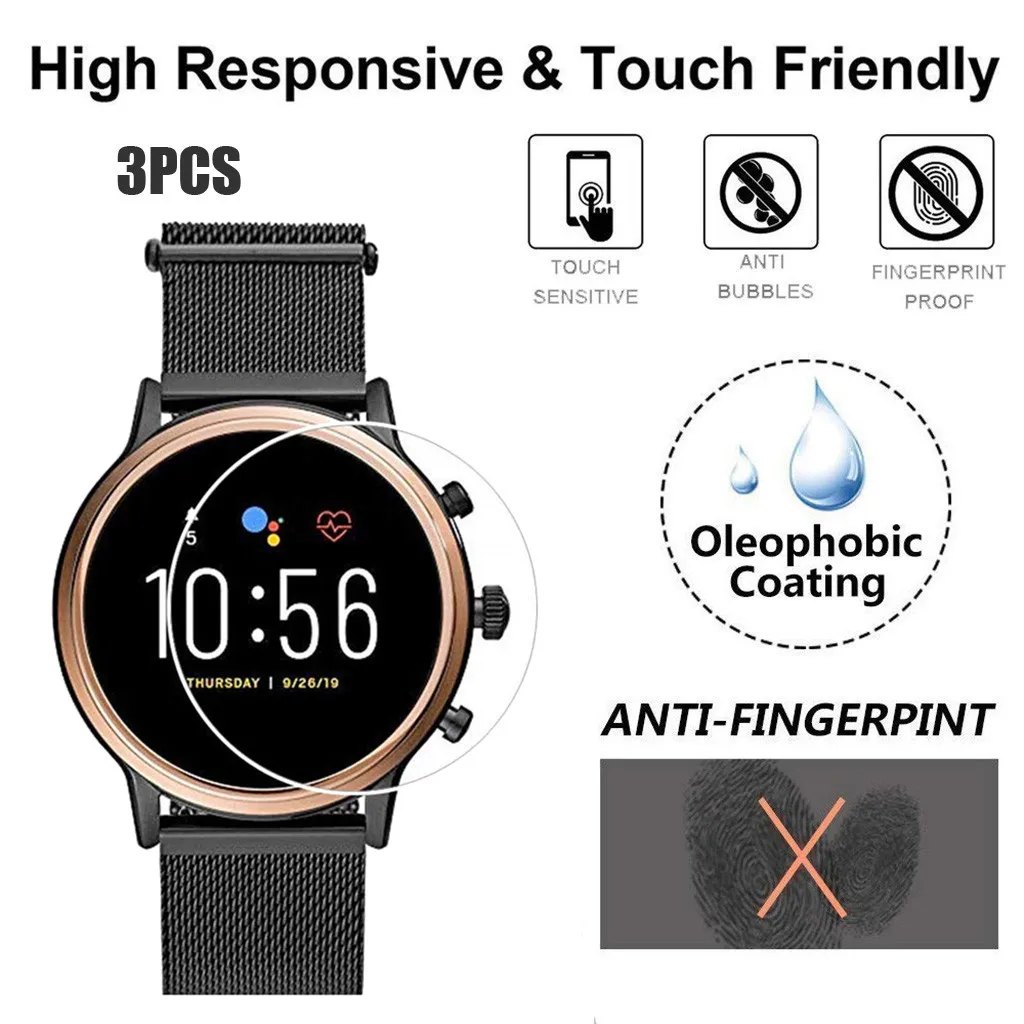 

3PCS Tempered Glass for Fossil Gen5 Q Venture HR Smart Watch vidrio templado Screen Protector Bubble Free Anti Scratch 9h Glas