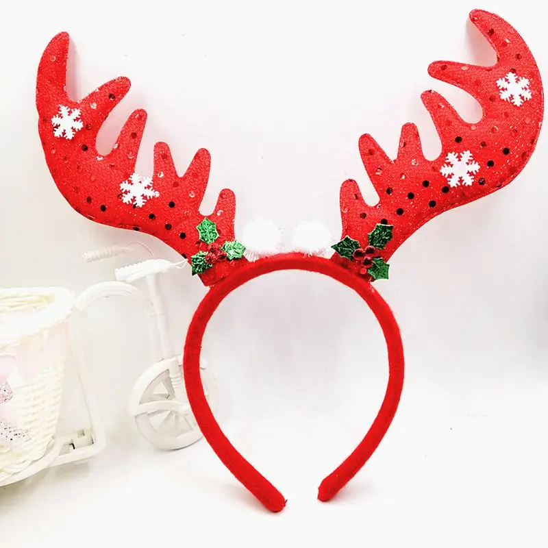 As Picture Cute Christmas Theme Headband Santa /Snowman /Deer /Bear/ Glove /Horn Non-woven Kids Head Clasp Xmas Gift Home Decoration - Цвет: As Picture