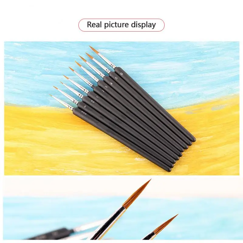 

9Pcs/set Nail Art Pencil Reusable Black Fine Plastic Nail Dotting Tool Durable UV Gel Liner Nail Drawing Line Pen Manicure Tools