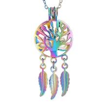 Ароматерапия жемчужная Клетка подвеска красочное Дерево жизни полый Тип эфирное масло диффузии Аромат ожерелье мужчины и женщины подарки