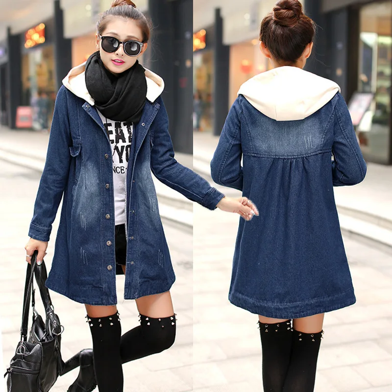Denim Maternity Coat Jacket Pregnancy Women Clothes Winter New Maternity Dress Loose Large Hooded Detachable Denim Pregnant Coat