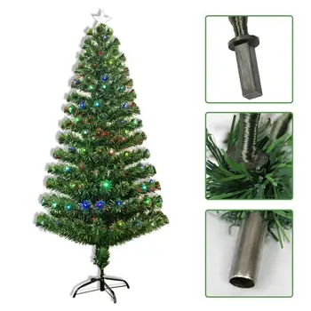 

Christmas Decoration Colorful Optic Fiber Lamp Green Christmas Tree Iron Stand Home Festival Decoration