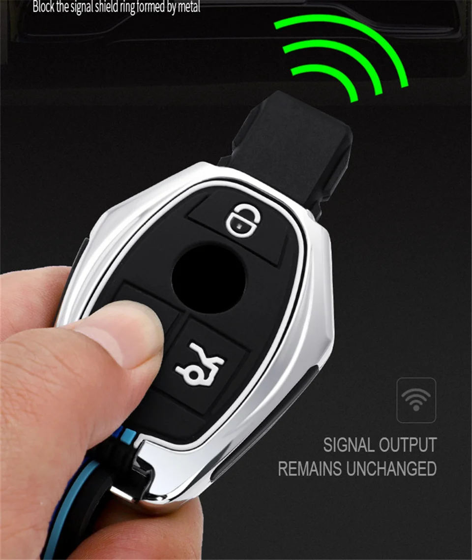 Portachiavi per auto in lega di zinco portachiavi per Mercedes Benz Cls Cla Gl R Slk Amg A B C S Shell portachiavi accessori protettivi - H22a6a9de9c6641ca97a251fe98daf648i