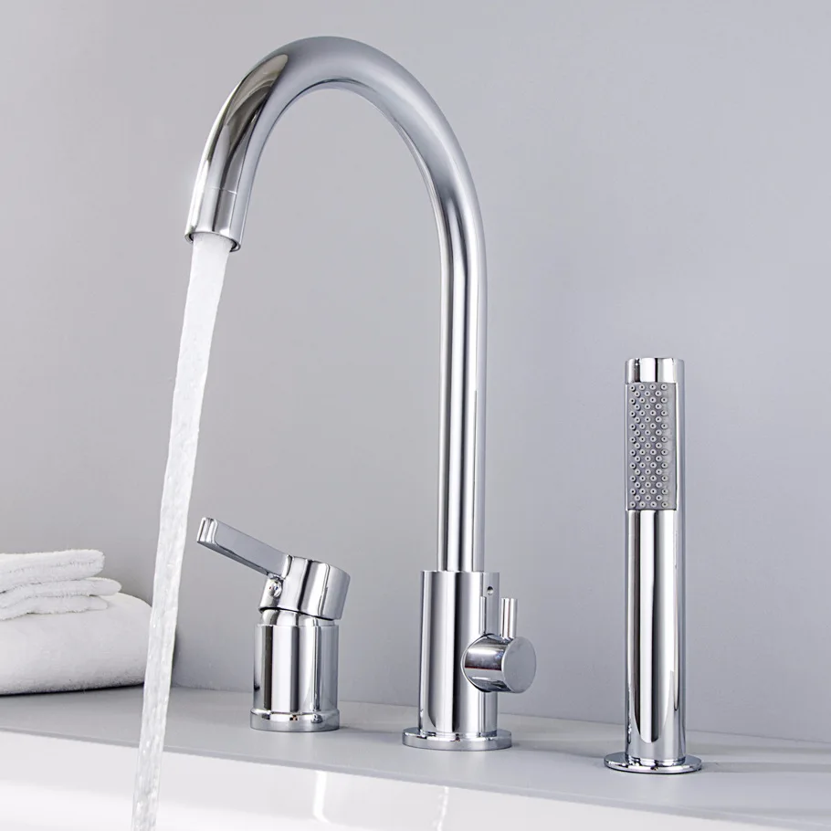 

Copper Split Bathtub Faucet Shower Suit Three-piece Set Porous Pulling Basin Faucet YG1002