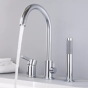 

Copper Split Bathtub Faucet Shower Suit Three-piece Set Porous Pulling Basin Faucet YG1002