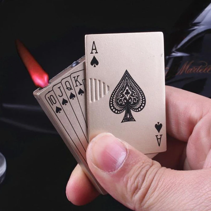Creative Playing Cards Torch Lighter Portable Metal Turbo Butane Gas Outdoor Windproof Funny Toys For Men Gifts | Дом и сад